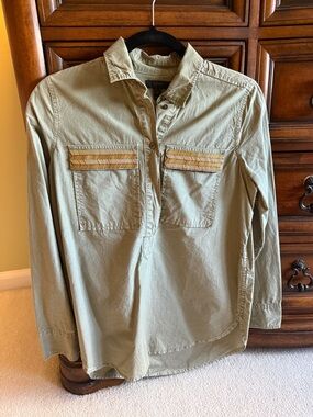 J. Crew Olive Green Button-Down Utility Shirt - size 2